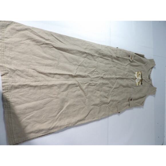 Portraits By Northern Isles Size 10 Maxi Dress Linen Khaki Lagenlook 90s Village - Picture 4 of 11